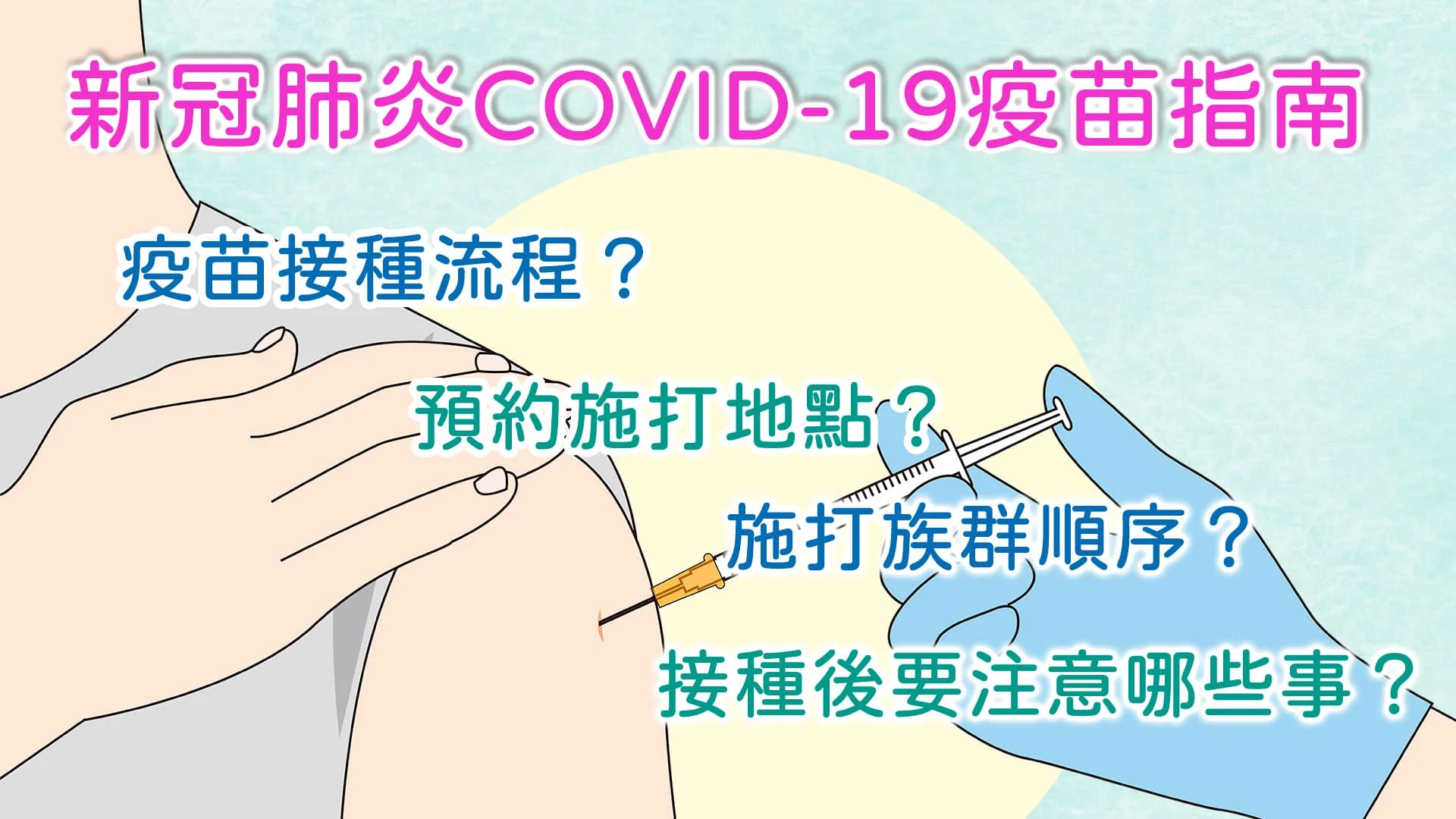 COVID-19疫苗指南∣施打族群順序？苗接種流程？預約施打地點？接種後要注意哪些事？有什麼副作用？